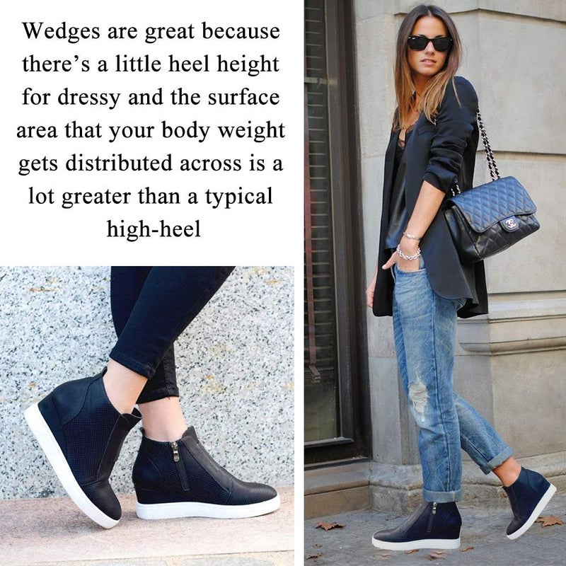 Athlefit Women's Wedge Sneakers Platform Sneakers Wedge Booties Size 6.5 Black - Image 5